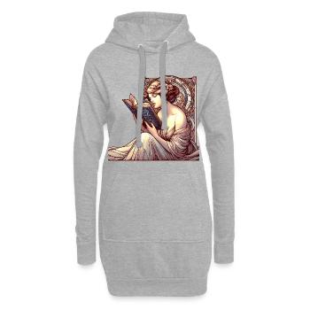 Frau Lesen Schmökern Buch Bücher Geschenk - Hoodie-Kleid - Grau meliert - Vorne