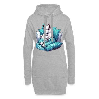 Cadeau de Lama Lama Câlin - Sweat-shirt à capuche long Femme - gris chiné - Devant