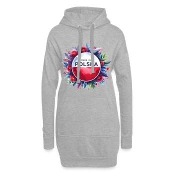 Made in Polska Pologne Polonais Rouge Blanc Cadeau - Sweat-shirt à capuche long Femme - gris chiné - Devant
