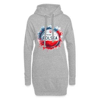 Made in Polska Pologne Polonais Rouge Blanc Cadeau - Sweat-shirt à capuche long Femme - gris chiné - Devant
