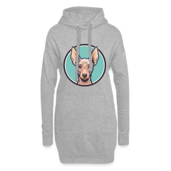 Chien nu péruvien race dessin animé Kawaii Clipart - Sweat-shirt à capuche long Femme - gris chiné - Devant