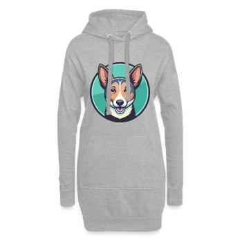 Portugais Podengo Pequeno Race Chien Dessin animé drôle - Sweat-shirt à capuche long Femme - gris chiné - Devant