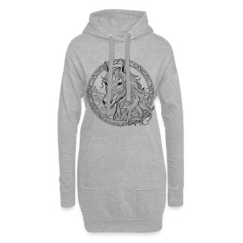 Cheval Mandala majestueux - Sweat-shirt à capuche long Femme - gris chiné - Devant