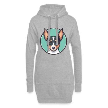 Rat Terrier Hund Rasse Lustige Karikatur Kawaii Clipart - Hoodie-Kleid - Grau meliert - Vorne
