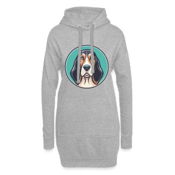 Chien de chasse russe race dessin animé Kawaii Clipart animal de compagnie - Sweat-shirt à capuche long Femme - gris chiné - Devant
