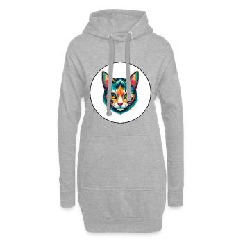 Ägäis Katze Rasse Karikatur Kawaii Tier Haustier - Hoodie-Kleid - Grau meliert - Vorne