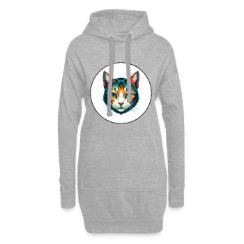 Chat américain à poil dur race dessin animé Kawaii Animal - Sweat-shirt à capuche long Femme - gris chiné - Devant