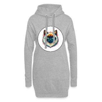 Birma Katze Rasse Karikatur Kawaii Tier Haustier - Hoodie-Kleid - Grau meliert - Vorne