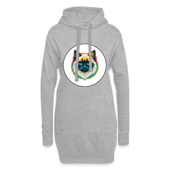 Birma Heilige Katze Rasse Karikatur Kawaii Tier Haustier - Hoodie-Kleid - Grau meliert - Vorne