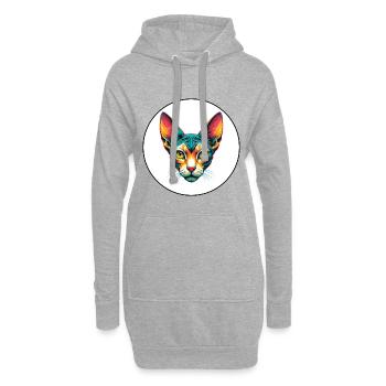 Cornish Rex Chat Race Dessin animé Kawaii Animal Pet - Sweat-shirt à capuche long Femme - gris chiné - Devant