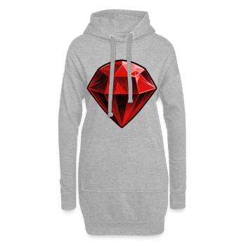kostbarer Roter Rubin Edelstein - Hoodie-Kleid - Grau meliert - Vorne