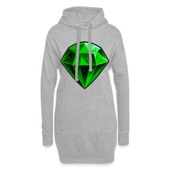 Kostbarer grüner Smaragd Edelstein - Hoodie-Kleid - Grau meliert - Vorne