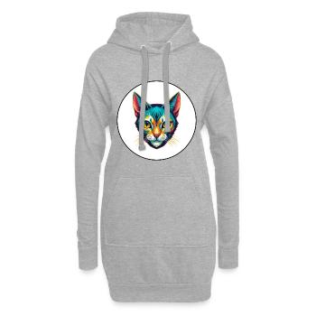 Burmilla Chat Race Dessin Animé Kawaii Animal Pet - Sweat-shirt à capuche long Femme - gris chiné - Devant