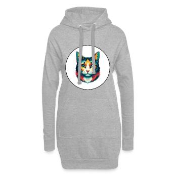 Hantilly Tiffany Chat Race Dessin animé Kawaii Animal - Sweat-shirt à capuche long Femme - gris chiné - Devant