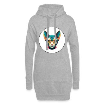Devon Rex Katzenrasse Cartoon Kawaii Tier Haustier - Hoodie-Kleid - Grau meliert - Vorne