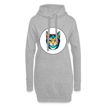 Chypre Chat Race Dessin Animé Kawaii Animal Animal Pet - Sweat-shirt à capuche long Femme - gris chiné - Devant