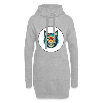 Highlander Katzenrasse Cartoon Kawaii Tier Haustier - Hoodie-Kleid - Grau meliert - Vorne