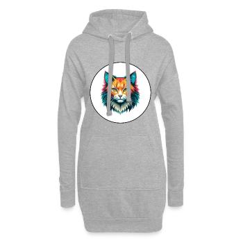 Ingwer Langhaar Katze Rasse Karikatur Kawaii Tier - Hoodie-Kleid - Grau meliert - Vorne