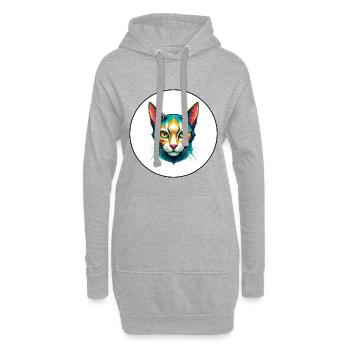 Chat javanais race dessin animé Kawaii Animal Pet - Sweat-shirt à capuche long Femme - gris chiné - Devant