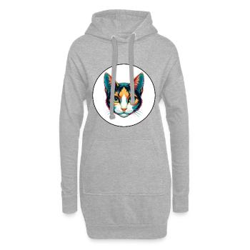 Japanische Bobtail Katze Rasse Karikatur Kawaii Tier - Hoodie-Kleid - Grau meliert - Vorne