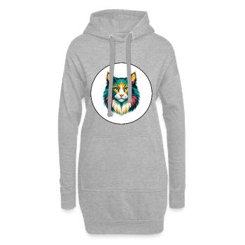 Chat de la forêt norvégienne Race Dessin animé Kawaii Animal - Sweat-shirt à capuche long Femme - gris chiné - Devant