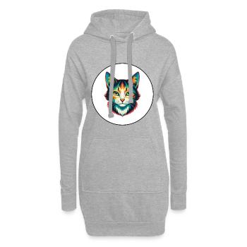 Manx Chat Race Dessin Animé Kawaii Animal Pet - Sweat-shirt à capuche long Femme - gris chiné - Devant