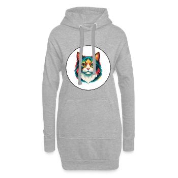 Ragamuffin Chat Race Dessin Animé Kawaii Animal Pet - Sweat-shirt à capuche long Femme - gris chiné - Devant