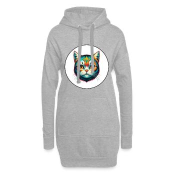 Schottisch Kurzhaar Katze Rasse Cartoon Kawaii Tier - Hoodie-Kleid - Grau meliert - Vorne