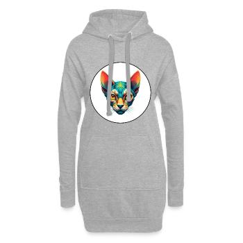 Peterbald Chat Race Dessin Animé Kawaii Animal Pet - Sweat-shirt à capuche long Femme - gris chiné - Devant