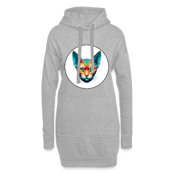 Rot Devon Rex Katzenrasse Cartoon Kawaii Tier Haustier - Hoodie-Kleid - Grau meliert - Vorne