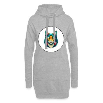 Maine Coon Chat Race Dessin Animé Kawaii Animal Pet - Sweat-shirt à capuche long Femme - gris chiné - Devant