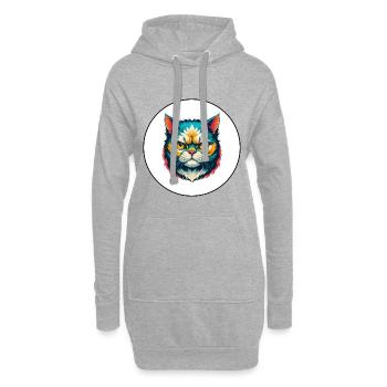 Selkirk Rex Katzenrasse Cartoon Kawaii Tier Haustier - Hoodie-Kleid - Grau meliert - Vorne