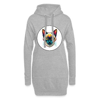 Chat siamois à poil court race dessin animé Kawaii Animal - Sweat-shirt à capuche long Femme - gris chiné - Devant