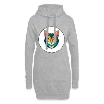 Chat Somali Race Dessin Animé Kawaii Animal Pet - Sweat-shirt à capuche long Femme - gris chiné - Devant