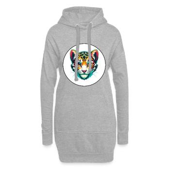 Schnee Leopard Baby Katze Rasse Karikatur Kawaii Tier - Hoodie-Kleid - Grau meliert - Vorne