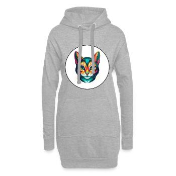 Somali Shorthair Chat Race Dessin Animé Kawaii Animal - Sweat-shirt à capuche long Femme - gris chiné - Devant