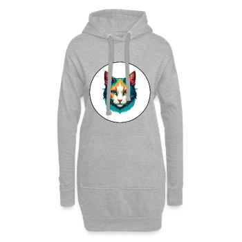 Turc Van Chat Race Dessin Animé Kawaii Animal Pet - Sweat-shirt à capuche long Femme - gris chiné - Devant