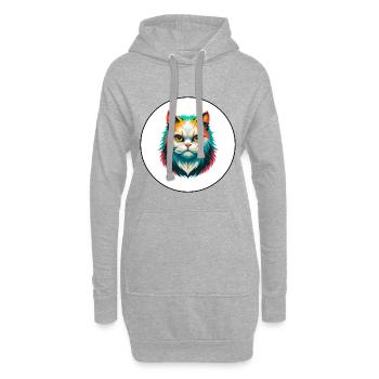 Weiße Langhaarkatze Rasse Karikatur Kawaii - Hoodie-Kleid - Grau meliert - Vorne