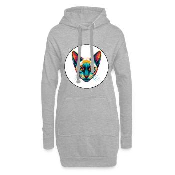 Chat tonkinois race dessin animé Kawaii animal de compagnie - Sweat-shirt à capuche long Femme - gris chiné - Devant
