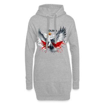 Pologne Polska polonais rouge blanc aigle couronne cadeau - Sweat-shirt à capuche long Femme - gris chiné - Devant