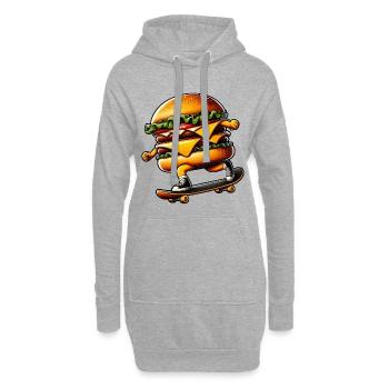 Cheeseburger Burger Skateboard Skater - Hoodie-Kleid - Grau meliert - Vorne