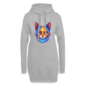 Verdünnte Kattunkatze Rasse Cartoon Kawaii Tier Haustier - Hoodie-Kleid - Grau meliert - Vorne