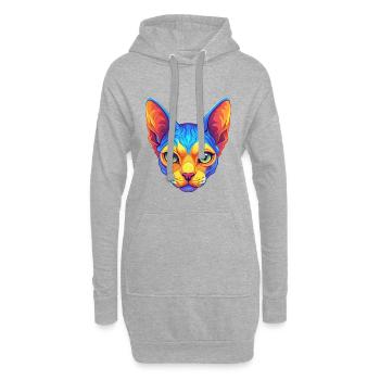 Devon Rex Chat Race Dessin animé Kawaii Animal Pet - Sweat-shirt à capuche long Femme - gris chiné - Devant