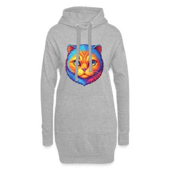 Chat Scottish Fold de race dessin animé kawaii animal de compagnie - Sweat-shirt à capuche long Femme - gris chiné - Devant