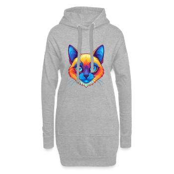 Schneeschuh Katze Rasse Cartoon Kawaii Tier Haustier - Hoodie-Kleid - Grau meliert - Vorne
