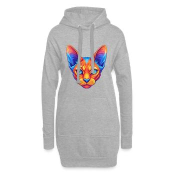 Rote Devon Rex Katzenrasse Cartoon Kawaii Tier Haustier - Hoodie-Kleid - Grau meliert - Vorne