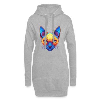 Chat siamois race dessin animé kawaii animal de compagnie - Sweat-shirt à capuche long Femme - gris chiné - Devant