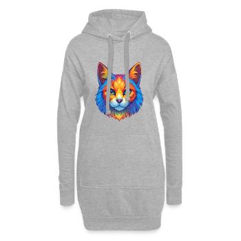Chat turc de Van, dessin animé kawaii, animal de compagnie - Sweat-shirt à capuche long Femme - gris chiné - Devant