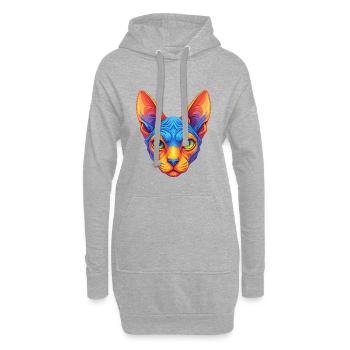 Chat Sphynx Race de chat Dessin animé Kawaii Animal de compagnie - Sweat-shirt à capuche long Femme - gris chiné - Devant