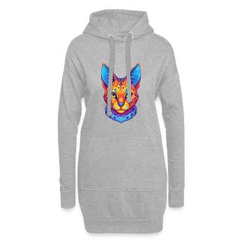 Chat de Savannah, race de chat, dessin animé, animal de compagnie Kawaii - Sweat-shirt à capuche long Femme - gris chiné - Devant